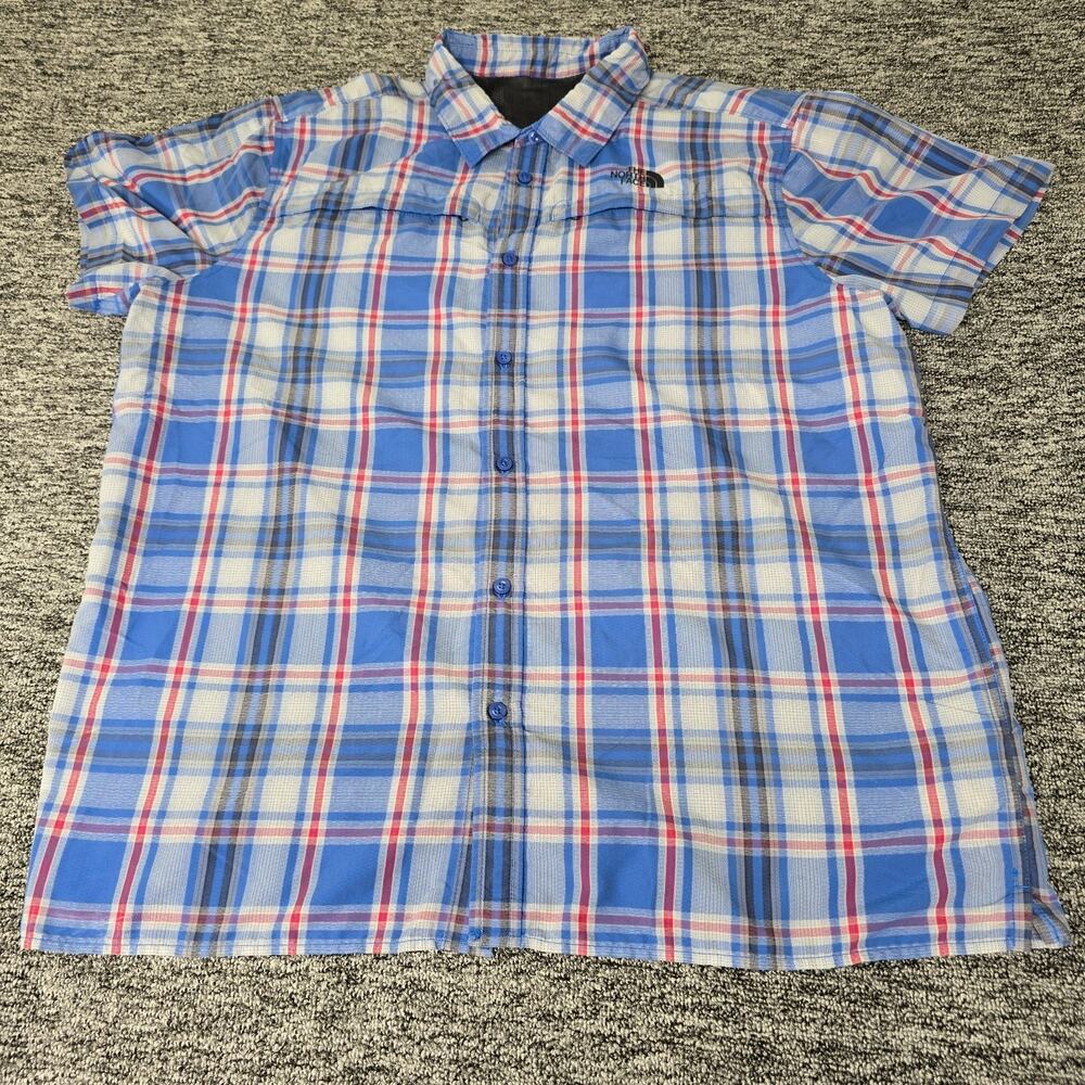 The North Face Vent Me Short Sleeve Plaid Hiking Shirt Men's XL Blue Multi